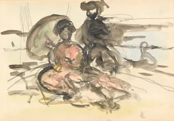 Figure Study: two women seated on a river bank